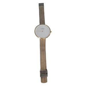 Skagen Denmark Two Toned Silvertone and Goldtone Large White Faced Watch